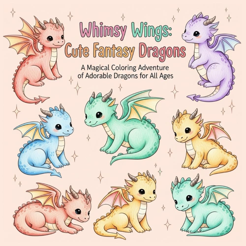 Whimsy Wings: Cute Fantasy Dragons: A Magical Coloring Adventure of Adorable Dragons for All Ages