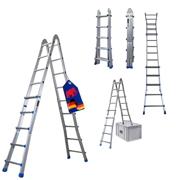 PROREGAL Sprossen-Mehrzweckleiter Apollo 3-in-1 4x5 Sprossen (bis 4,8 m) Mehrzweckleiter