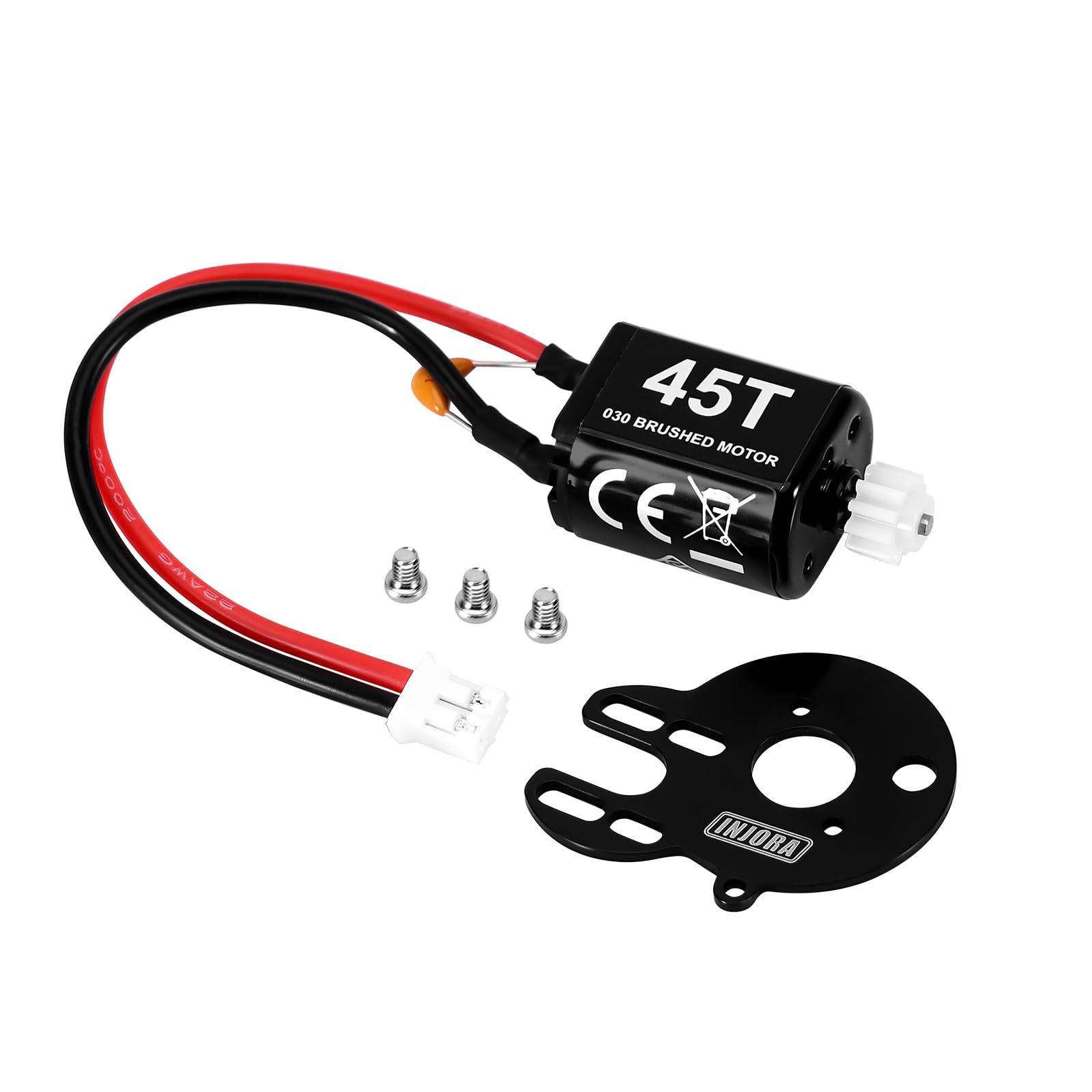 INJORA 030 Brushed Motor with Mount for Losi Micro-B Micro-T, 45T(Plastic Pinion)
