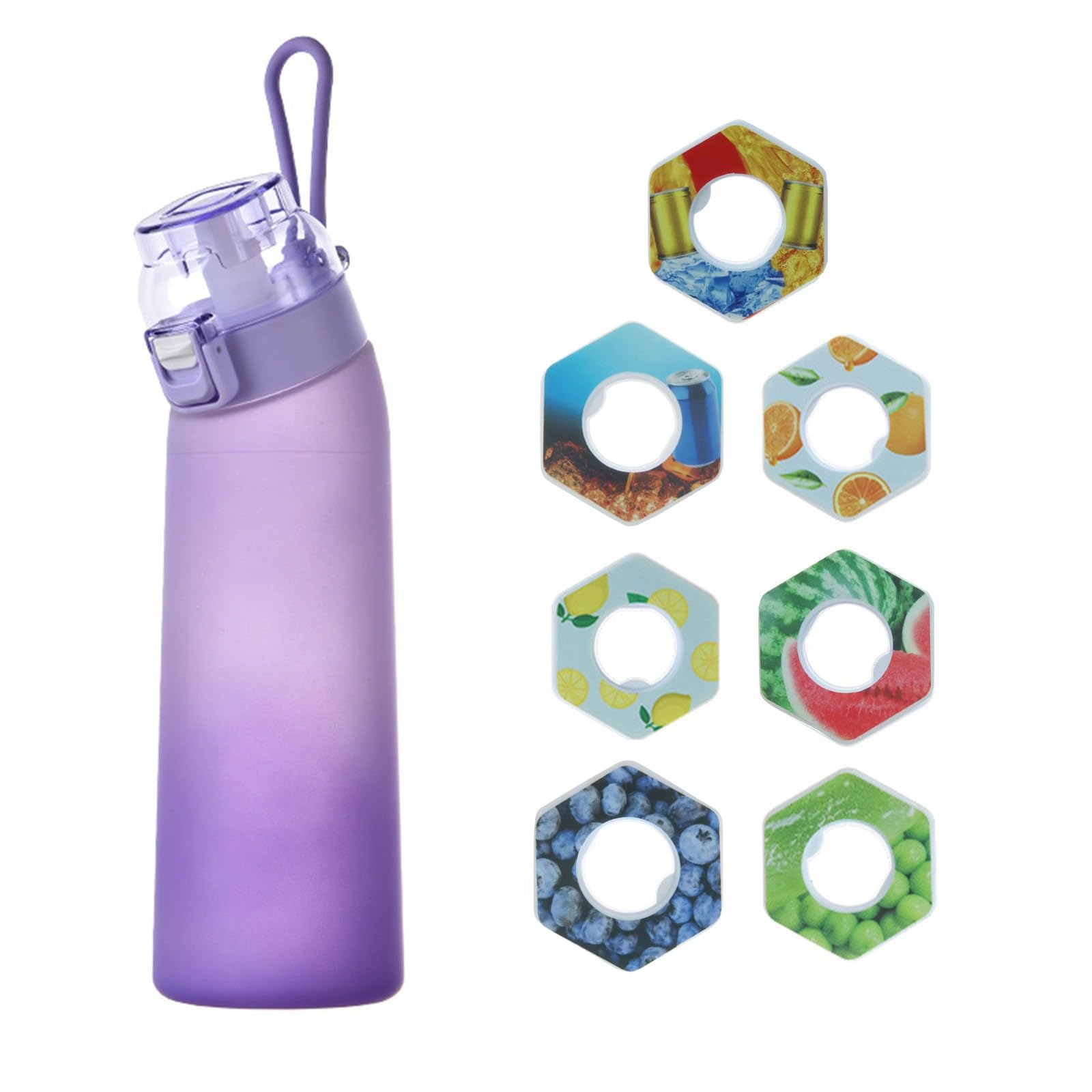 Trinkflasche Mit Geschmack, 700ml Luft Wasserflasche Mit 7 Pods Original, Zuckerfrei, Up Flasche, Water Bottle With Flavor, Lila Sport & Freizeit