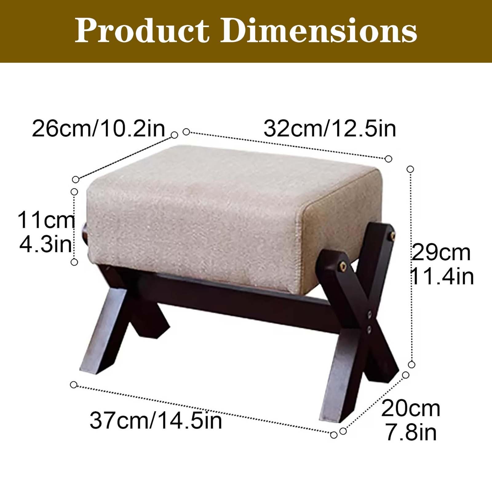 Lot de 2 repose-pieds multi-usages, coussin en mousse épaisse, tissu en lin, design en X, idéal pour chambre à coucher, salon et cuisine