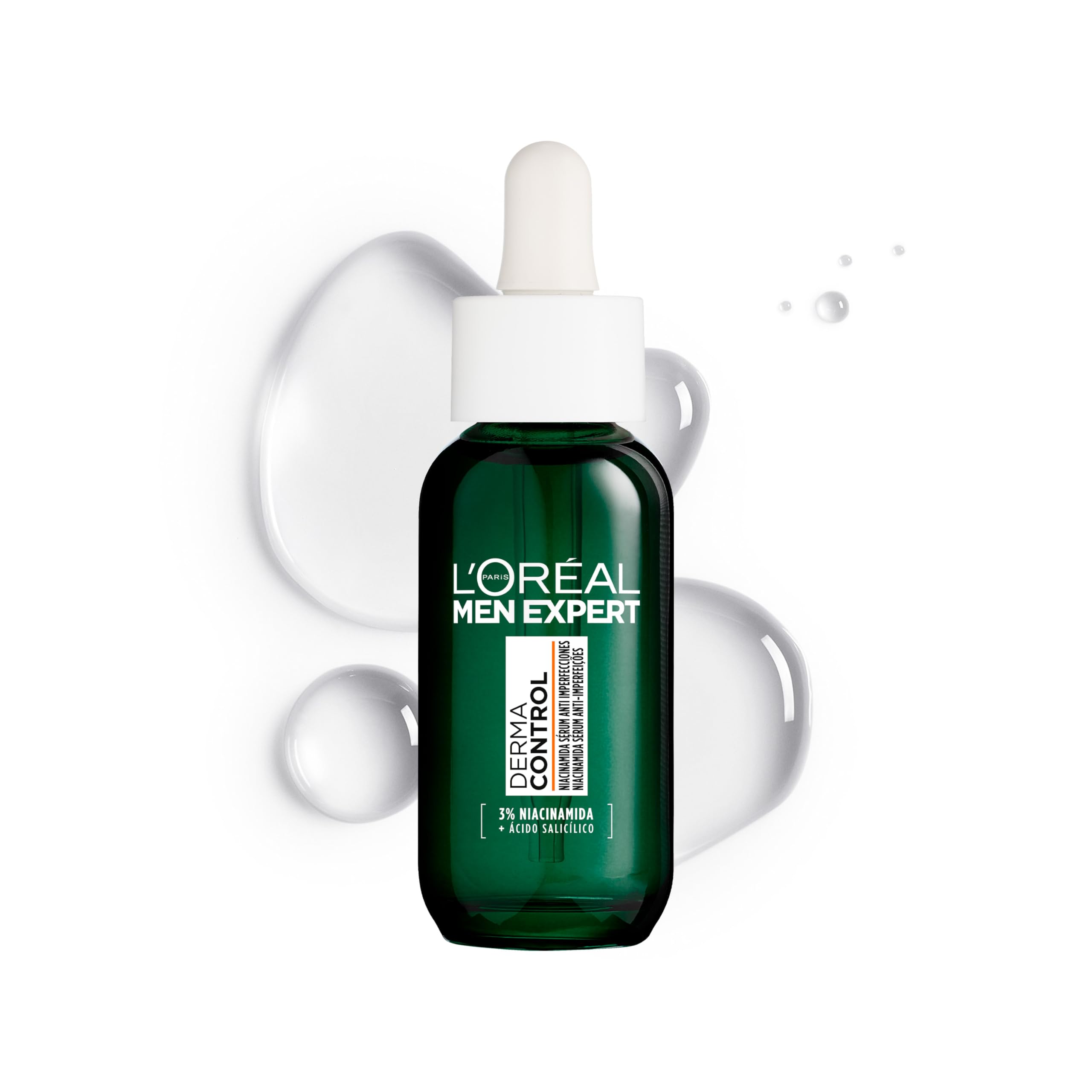 L'ORÉAL Paris Men Expert Derma Control Sérum Anti-​Imperfecciones Con Niacinamida Y Ácido Salicílico, para Hombre con Piel Grasa y Tendencia Acneica. Reduce las Manchas y Marcas Post Acné