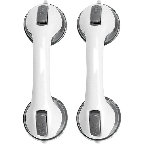 UNUQE Shower Grab Bars, Shower Handles, 12 inch Bath Safety Suction Grab Bars Bathtub Accessory, Balance Assist for Bathroom, Seniors Elderly Handicap and Children, Portable and Rapid Release (2 Pack)