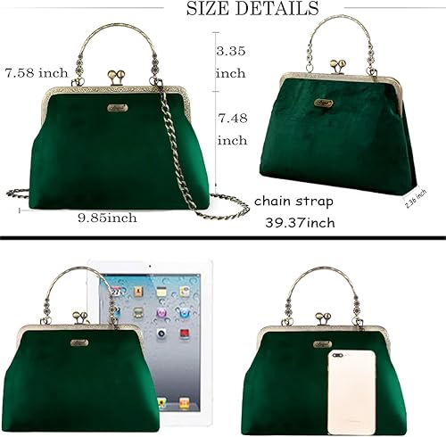 Miniatura 9 de Abuyall Bolso floral con asa superior bolso de noche Kiss Lock para mujer bolso vintage Algodón negro