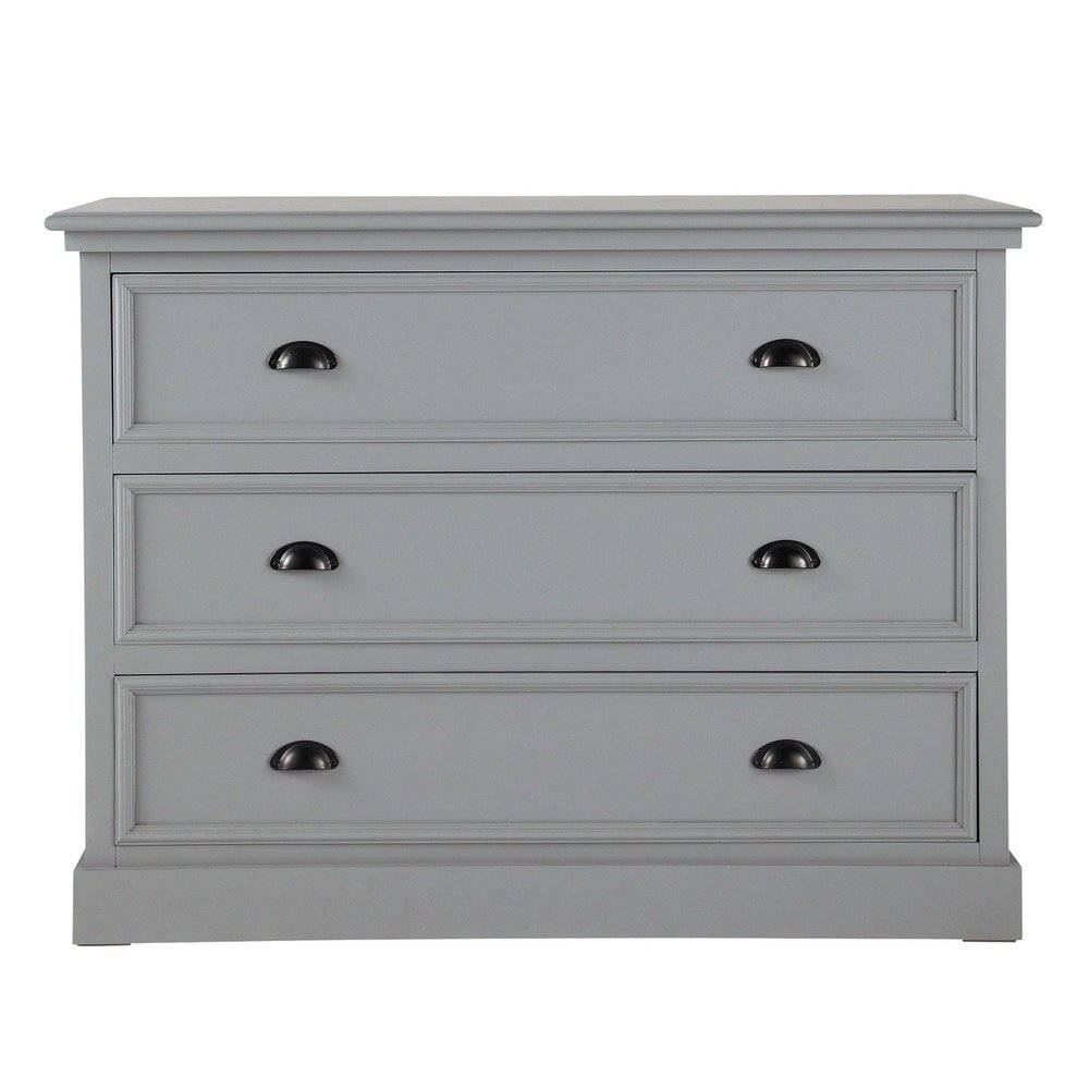 APRODZ Mango Wood Large Marceio Chest of 3 Drawers Storage Cabinet for Living Room | Wooden Sideboard | Grey Finish-image-16