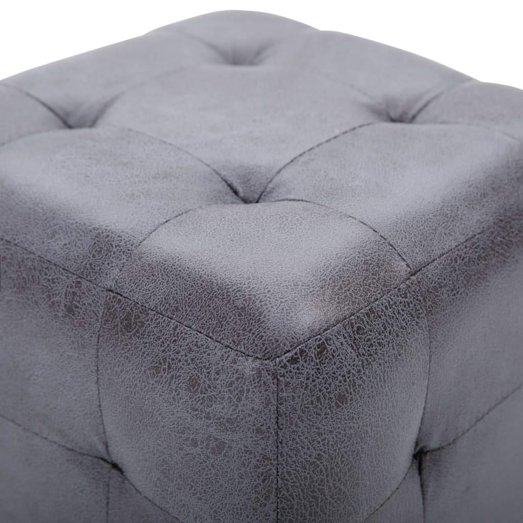 Puf 2 unidades, gris, 30 x 30 x 30 cm, aspecto de ante