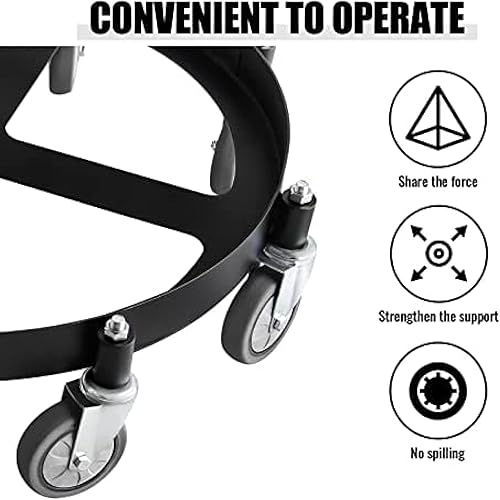 Miniatura 4 de Carros de tambor de alta resistencia, 8 ruedas giratorias con marco de acero de 55 galones, carros de tambor de grasa con capacidad de 2000 libras,