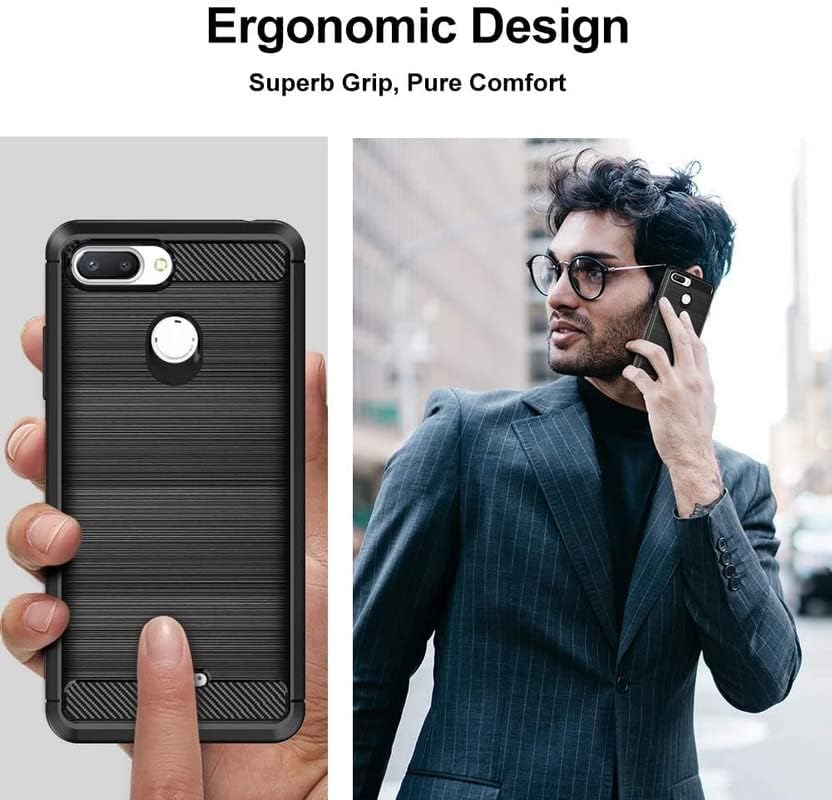 Image of Hybrid Carbon Fiber Back Case for Mi Redmi 6 (Black)