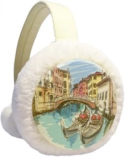 Protetor de orelhas de inverno com paisagem de Veneza da Itália para pintura de aquarela
