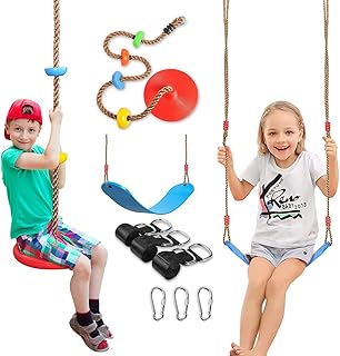 Sponsored Ad - SUNCITY Swing Set 2 Pack Swings Seats Tree Climbing Rope Swing Multicolor with Platforms, Outdoor Toys for ...