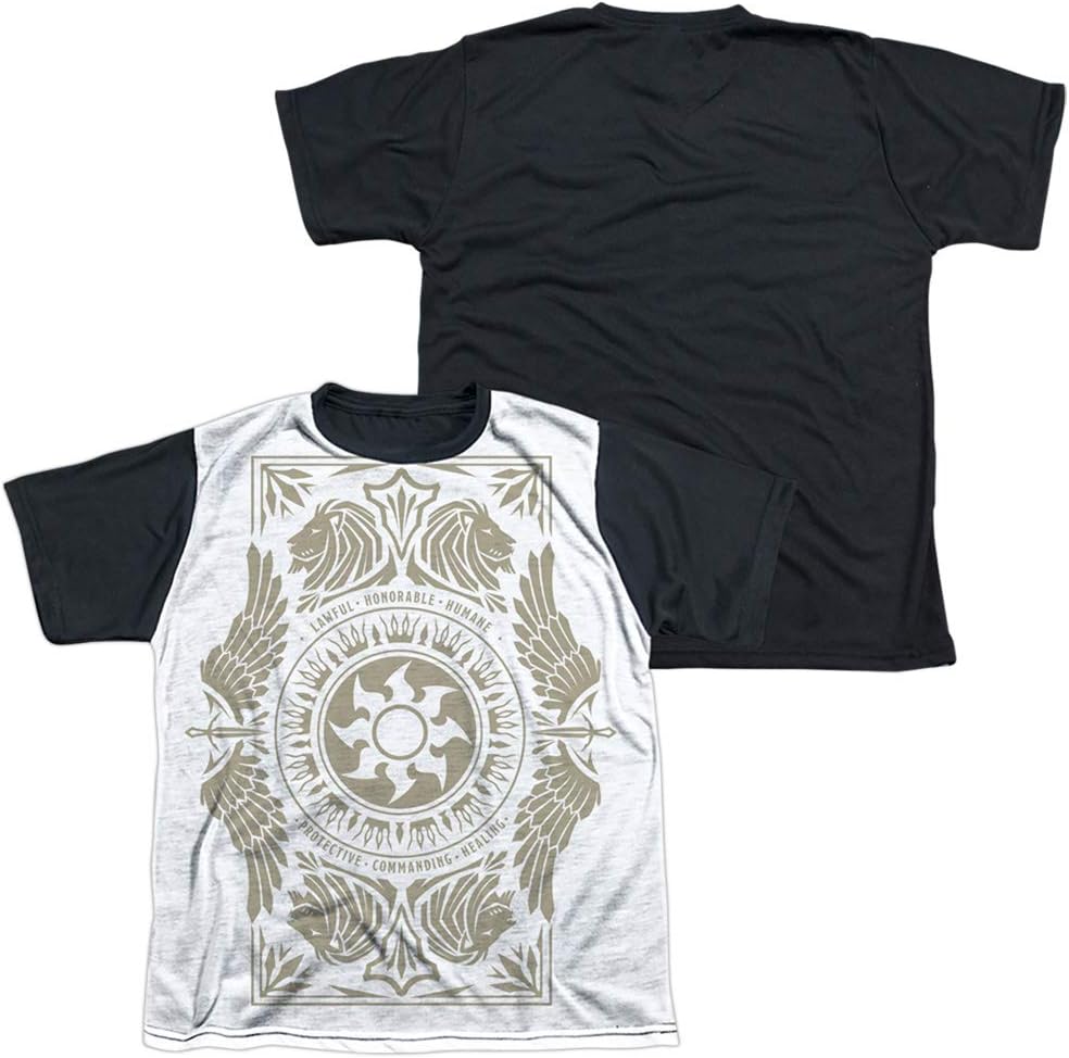 Magic The Gathering White Mana Youth or Boy's Sublimated Black Back T Shirt
