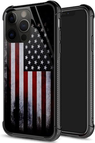 ZHEGAILIAN Funda compatible con iPhone 14 Pro, funda de bandera antigua para iPhone 14 Pro para niños y hombres, diseño de patrón de vidrio orgánico
