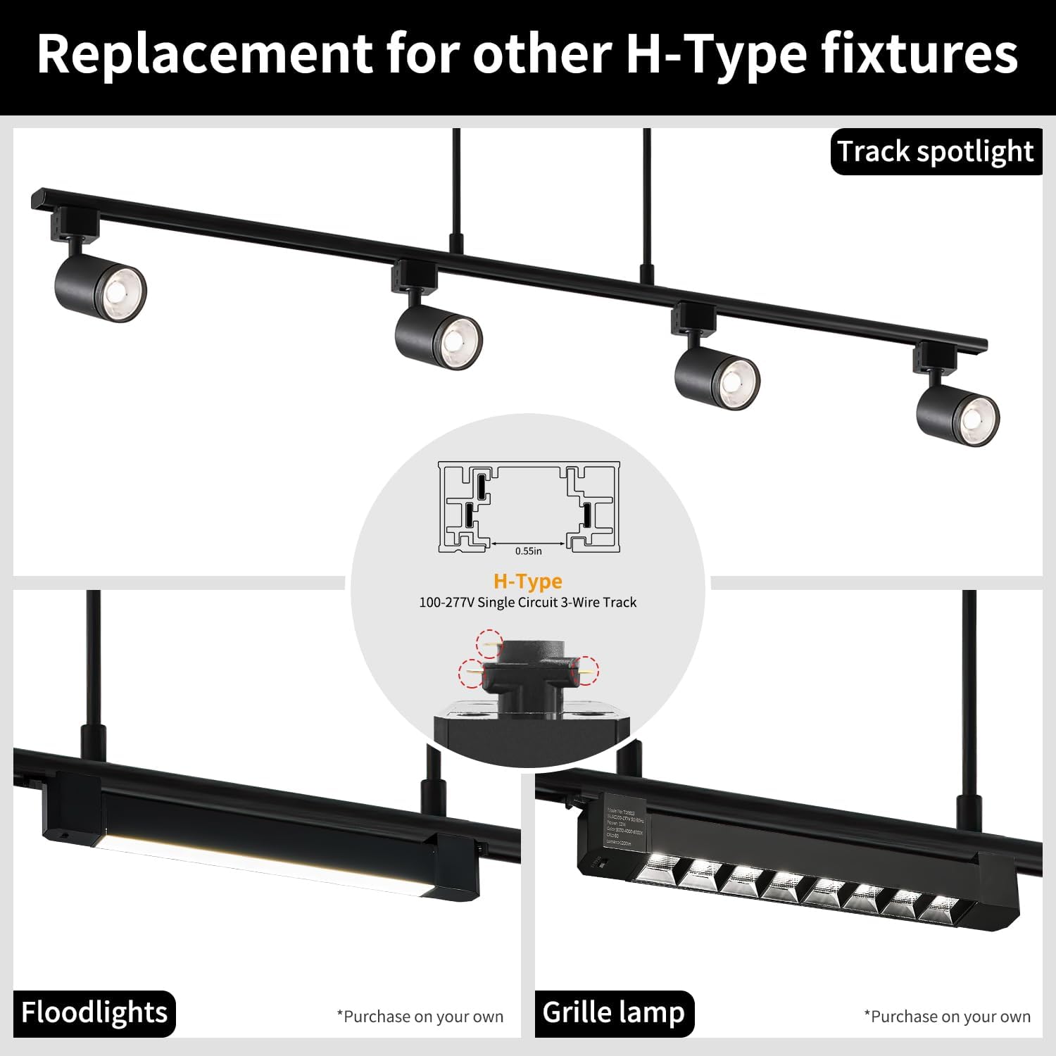 4-Pack Adjustable LED Track Lighting System - Black Ceiling Mount Spotlights with 360° Rotation for Kitchen, Bathroom, Dining Room & Hallway, Easy Install Modern Home Lighting Fixtures