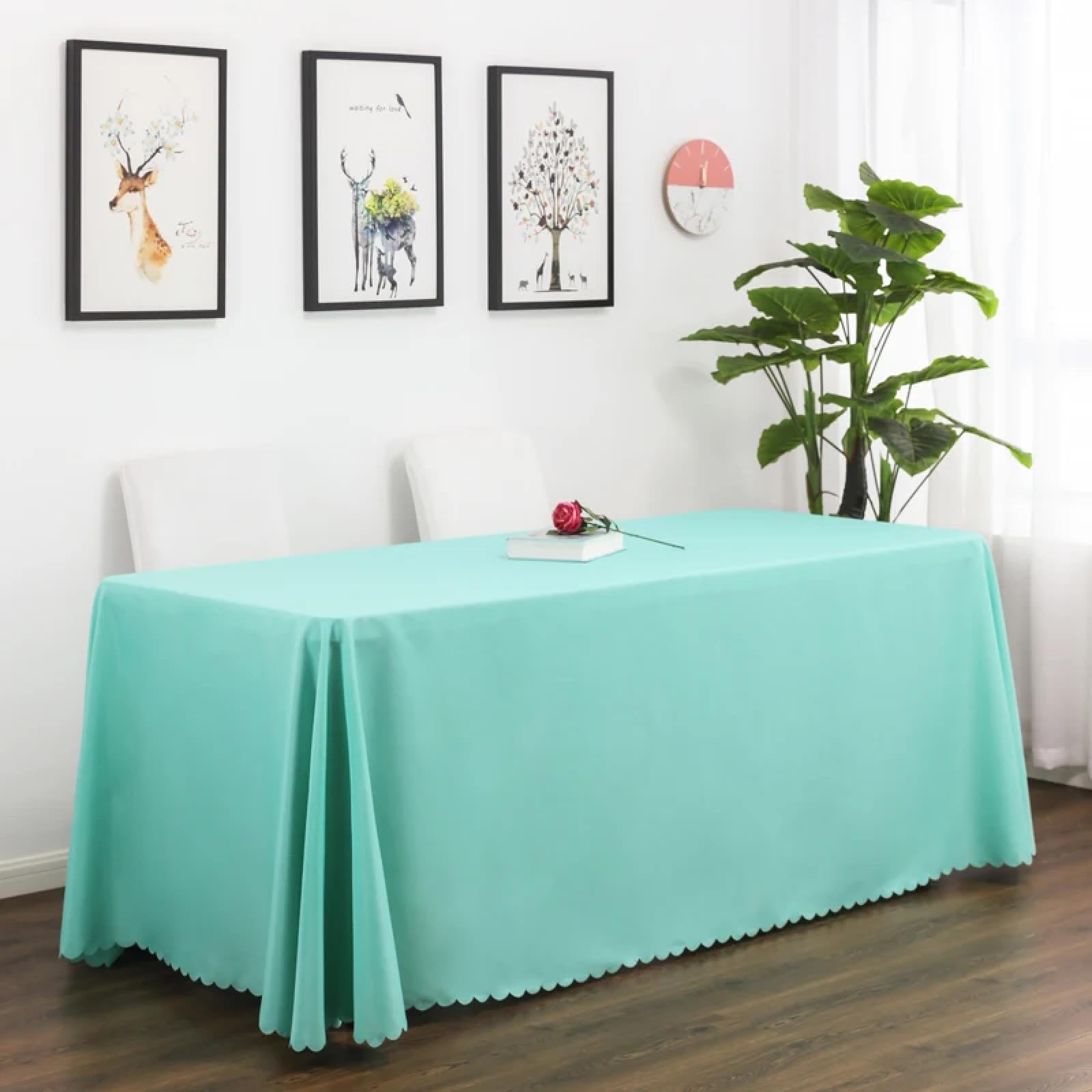 Nappe rectangulaire blanche 200x280 en polyester durable pour table de buffet et anniversaire