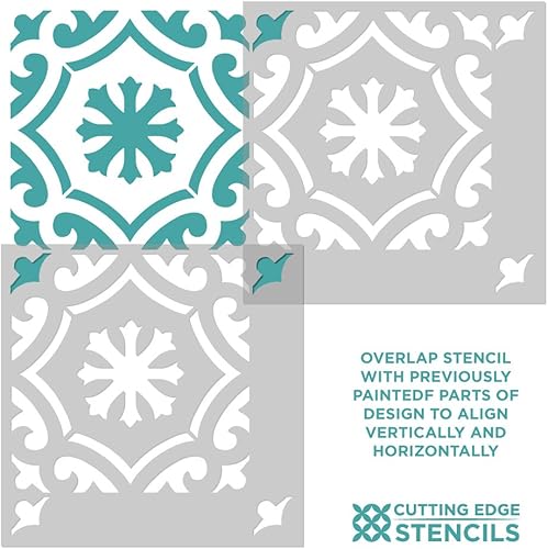 Miniatura 4 de Marlen - Plantilla de azulejos para pintar pisos de azulejos, plantillas de azulejos reutilizables para pisos de linóleo y cemento, pinta tu viejo