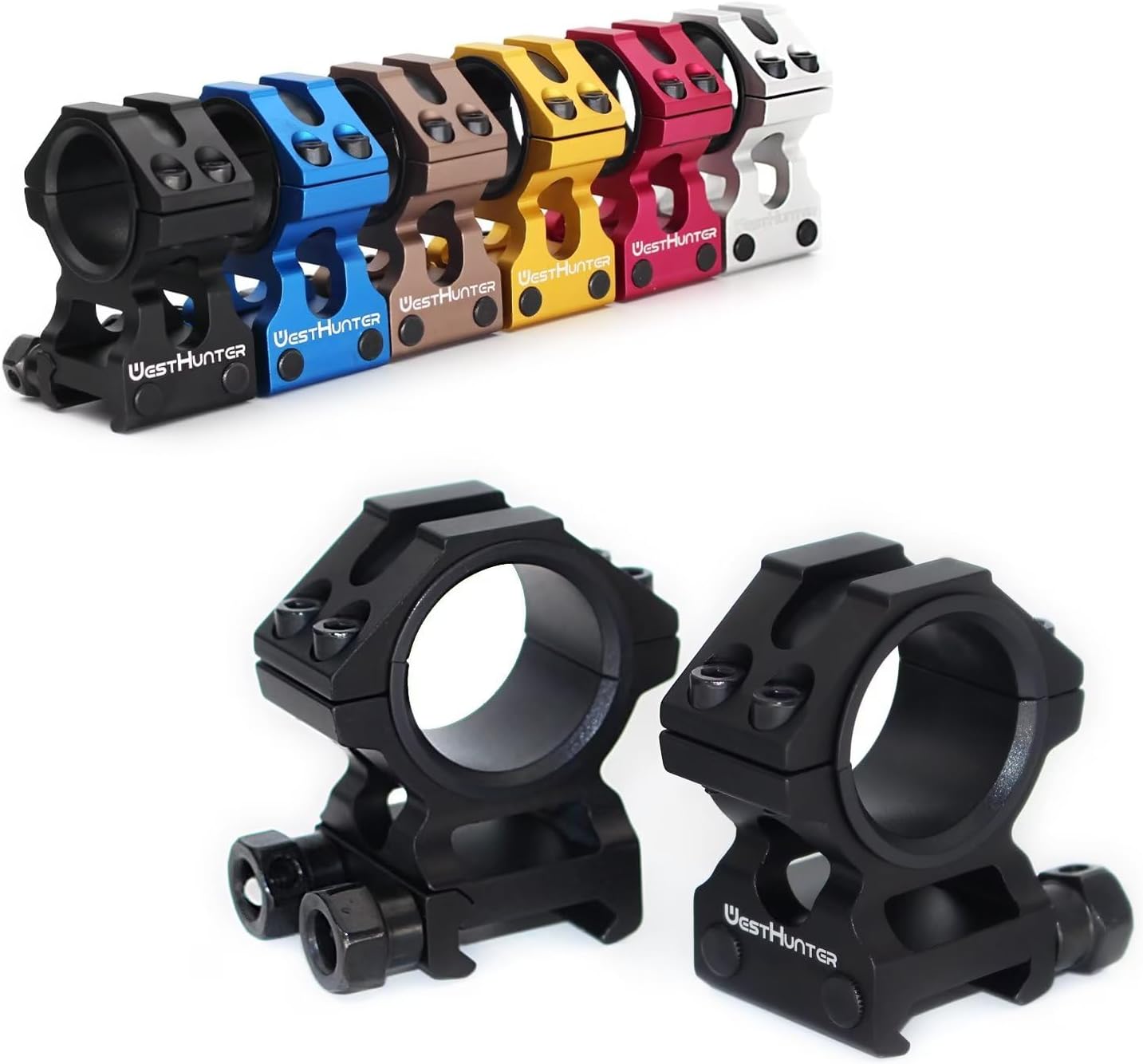 WestHunter Industrial Grade Precision Rifle Scope Rings, 1 Inch 30 mm Tactical 6061 T6 Picatinny Scope Mount | 36 mm / 29 mm Center Height