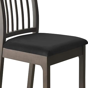 Velvet Dining Chair Seat Covers, Stretch Fitted Dining Room Chair Covers Seat Cushion Slipcovers with Ties Soft Protector Slipcover for Kitchen, Hotel Black,Set of 2