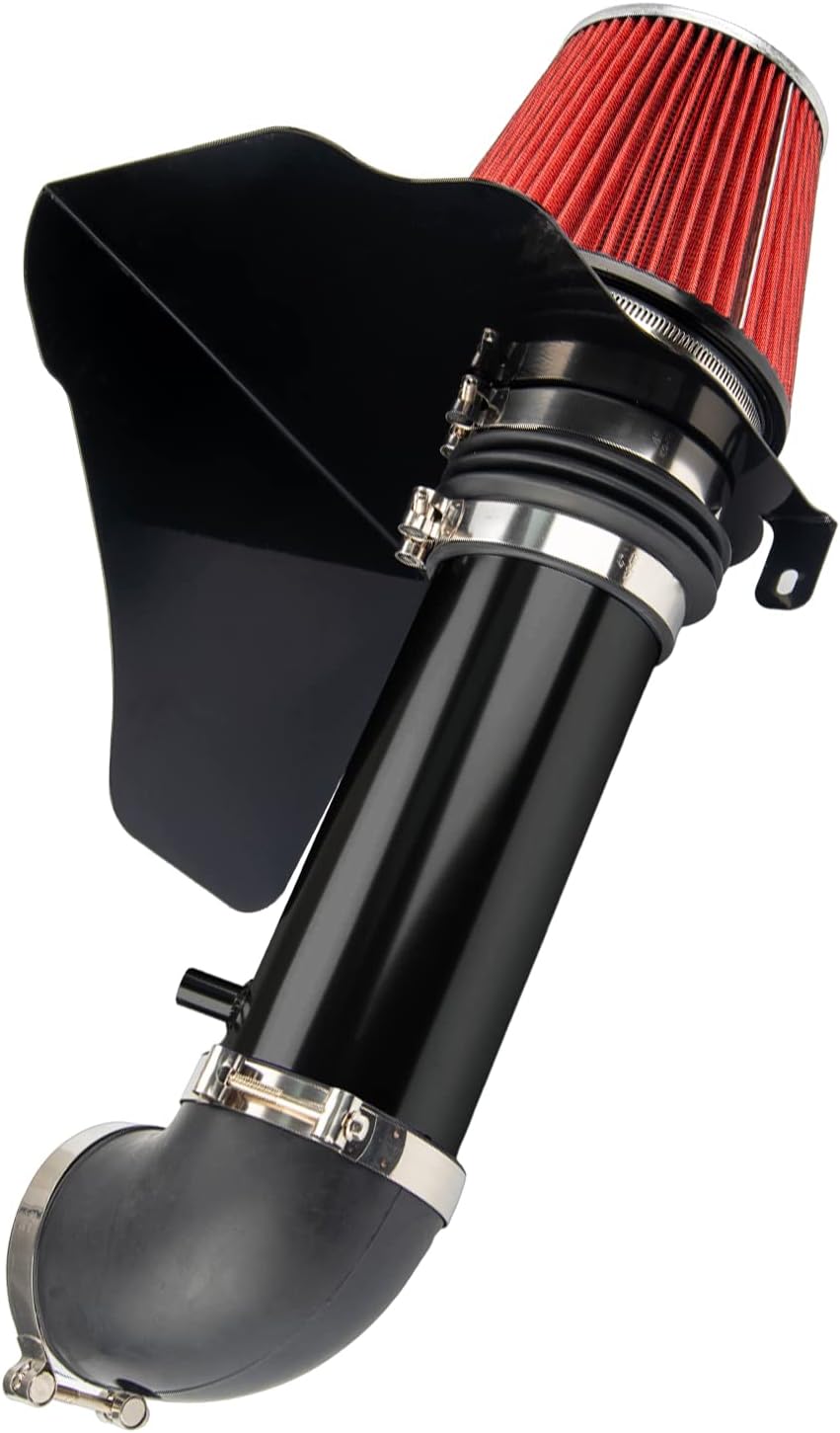 Cold Air Intake Kit with Filter Heat Shield for 300C 2005-2010, Challenger 2008-2010, Charger 2006-2010, Magnum 2005-2008 5.7L 6.1L V8 (Red)