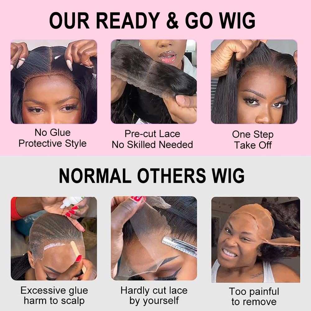 SUPERNOVA Glueless 13x6 Deep Wave Lace Front Wigs Human Hair Pre Plucked Pre Cut Glueless Wig Wear And Go Deep Curly Wave Human Hair Wigs For Black Women Transparent Lace 150 Density 16inch
