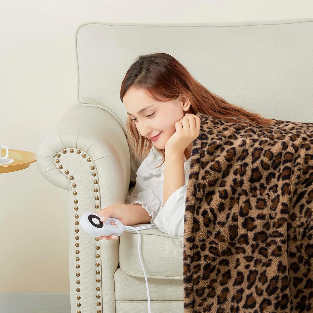 STONECREST Reversible Electric Blanket Heated Throw, 50"x60" Heating Blanket with 5 Setting Controller, 4 Hour Auto-Off, Overheating Protection, ETL Certified, Machine Washable(Leopard, 50"x60") - Image 5