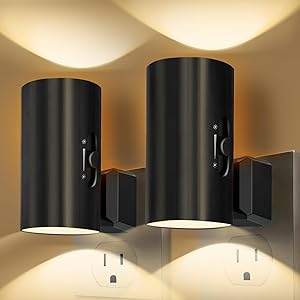 Night Lights Plug into Wall, LED Plug in Night Light, Dusk to Dawn Light Sensor, 0-100LM Adjustable Brightness Wall Light, Soft White 3000K, Dimmable Night Lights for Hallway Bedroom Stairway, 2 Pack