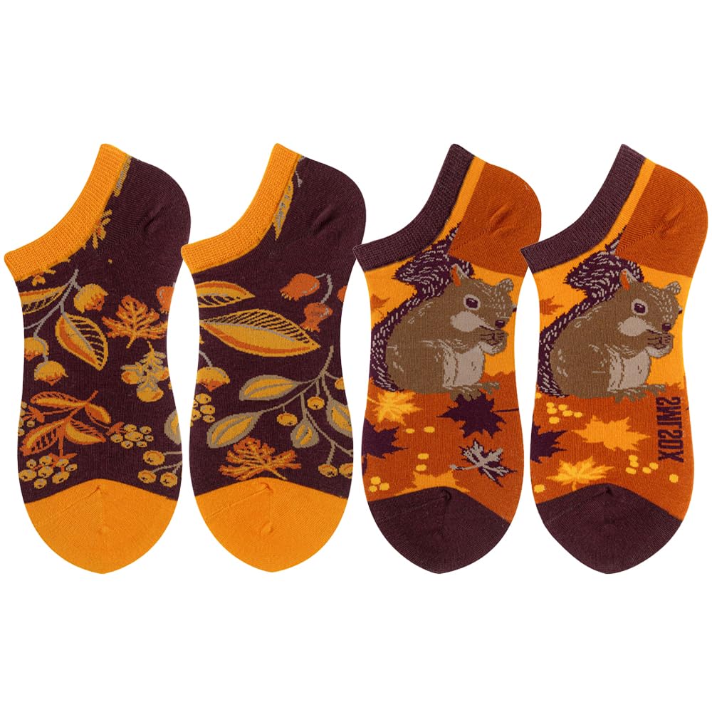 2 Pairs Funny Cartoon Animal Print Cotton Ankle Socks for Women Teens