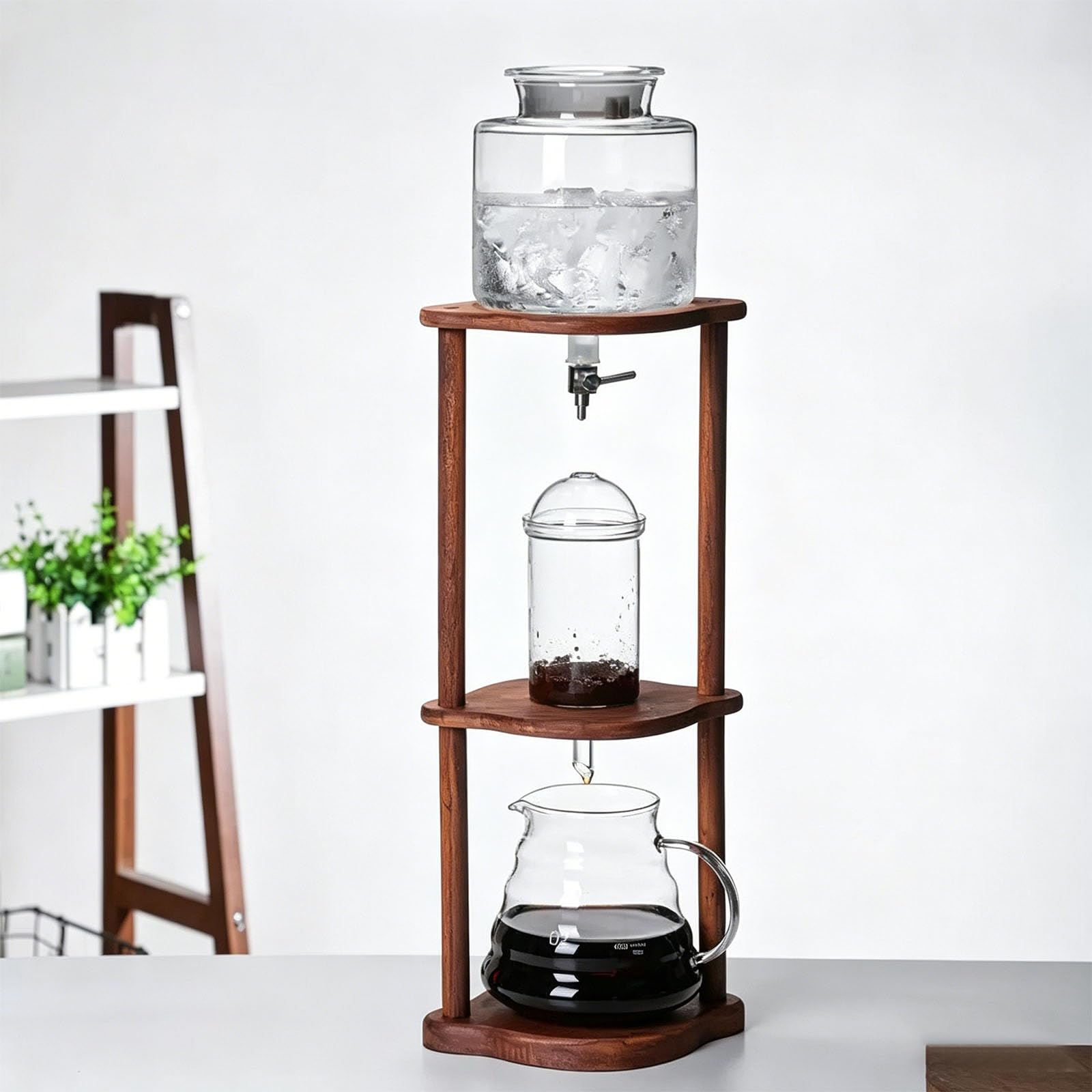 Cold Brew Tower - Cafetera de hielo,Cafetera de torre de goteo Cold Brew,Cafetera de infusión en frío, gotero ajustable, preparación manual para el hogar y la oficina(Size:C)