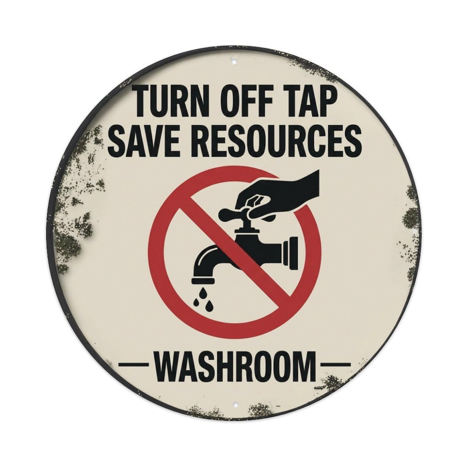Metal Tin Sign Turn Off Tap Save Resources Washroom Warning Sign