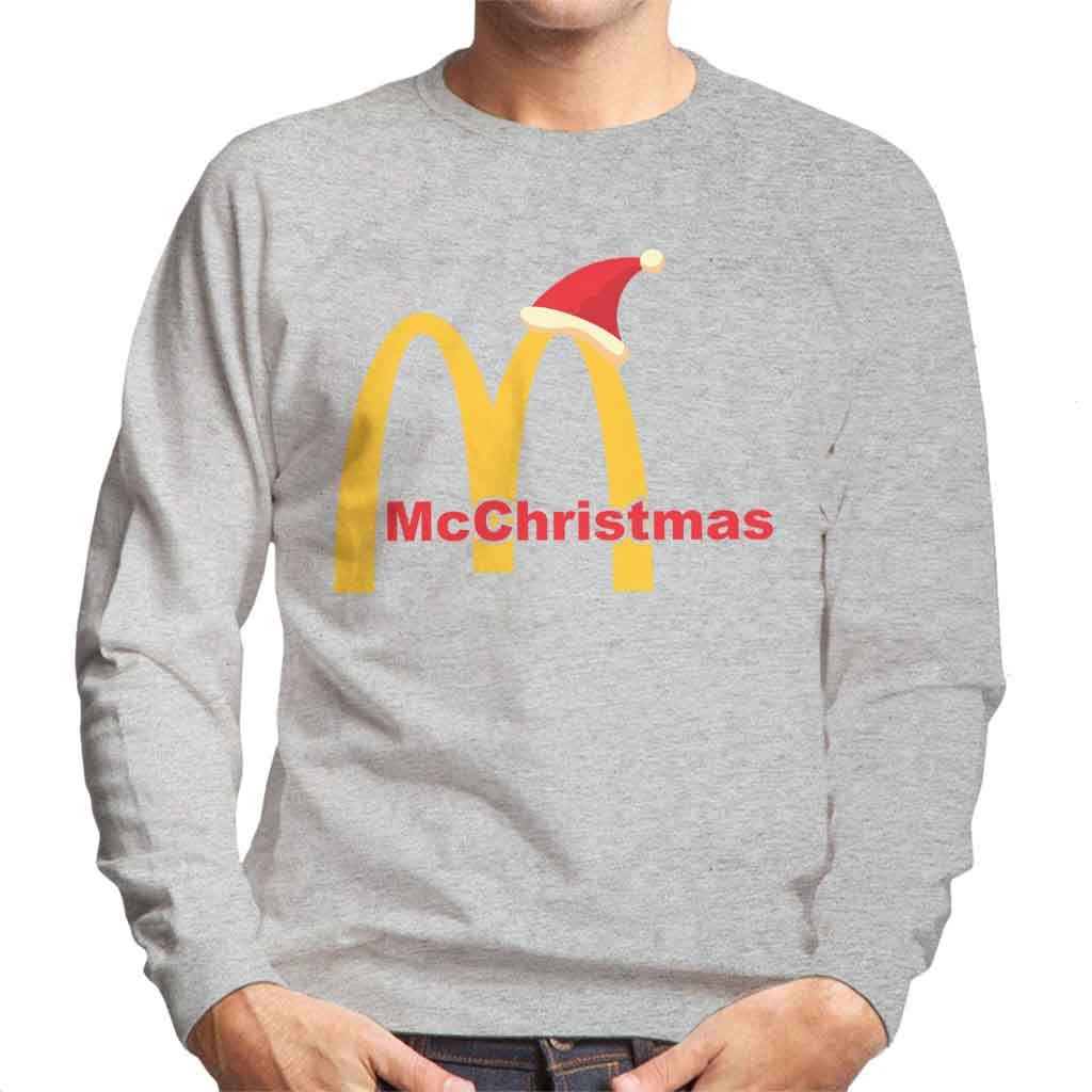Cloud City 7 McChristmas Christmas McDonalds Logo Men's Sweatshirt Heather Grey