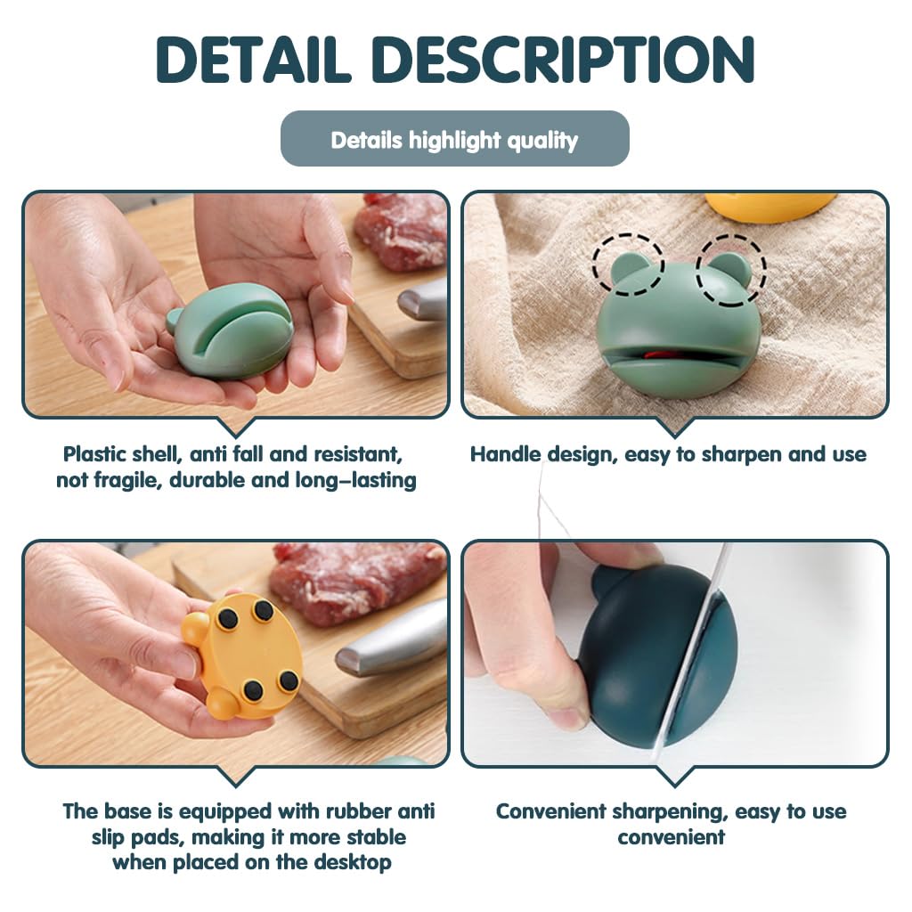 HASTHIP® 3PCS Frog-Shaped Manual Sharpener, Easy-Grip, Fast Sharpening, No Electricity Needed, for Kitchen and Scissors 1