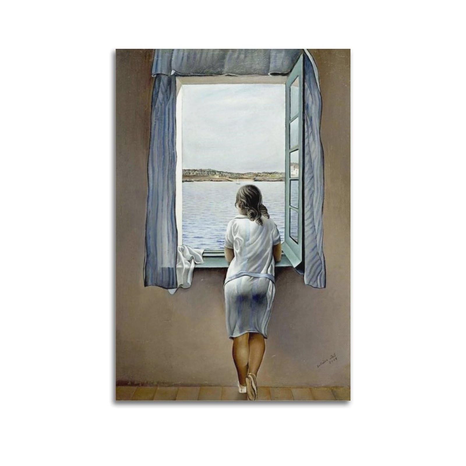 KANGZENG Salvador Dali Painter Works (Retro Young Woman at A Window) Art Posters Picture Print Wall Art Painting Canvas Artworks Idea Room Aesthetic 24x36inch(60x90cm)