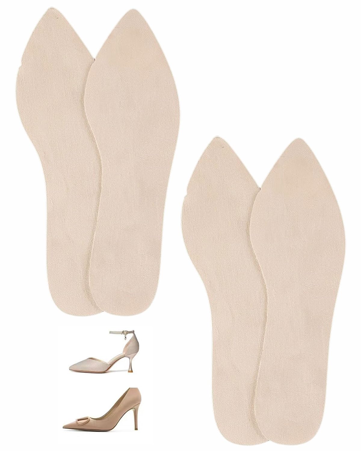 2 pares de plantillas antideslizantes para mujer, plantilla autoadhesiva para tacones altos, plantillas cómodas para zapatos, plantillas suaves para sandalias (B:beige: 37-38)