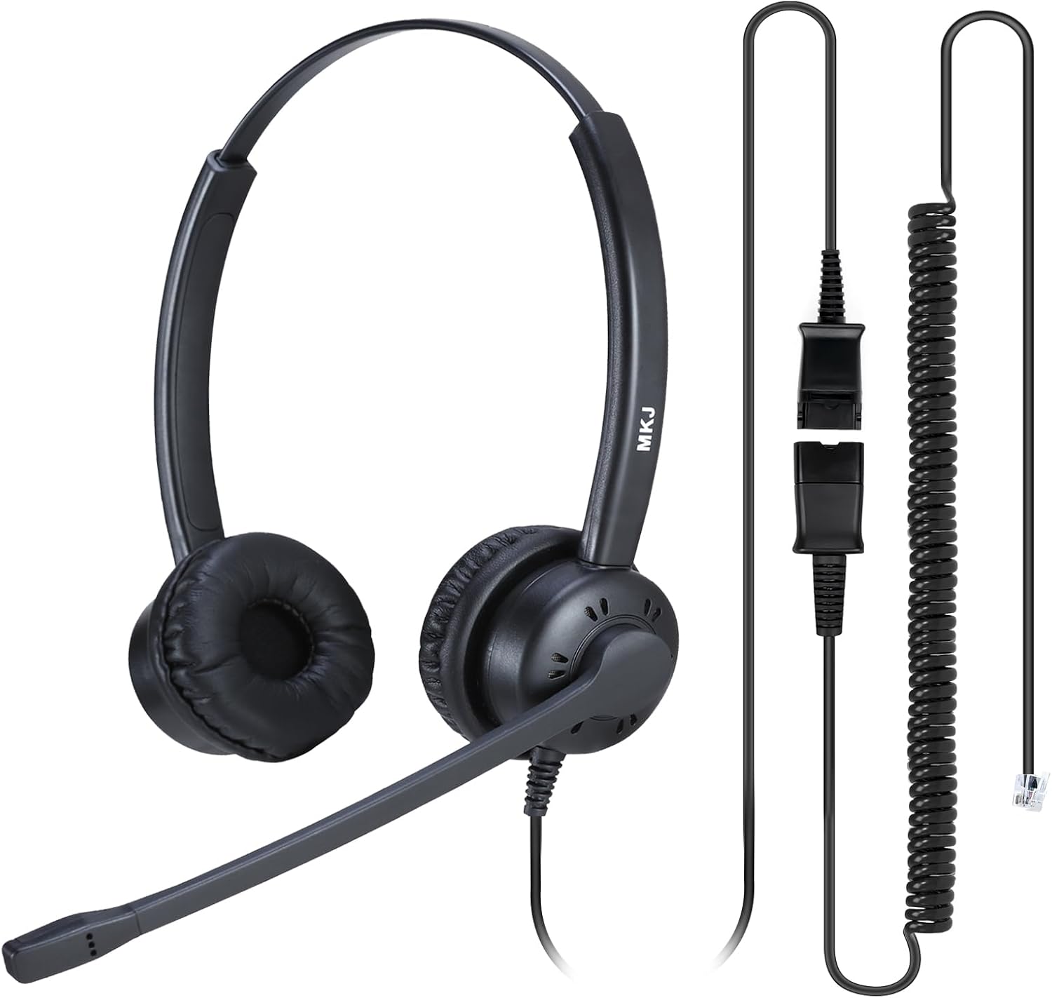 MKJ Telephone Headset Noise Canceling Corded RJ9, Wired Headphone with Microphone Dual Ear Call Center Office Headset Compatible with Cisco CP-7821 7841 7861 7945G 7962G 7975G 8841 8865 9971