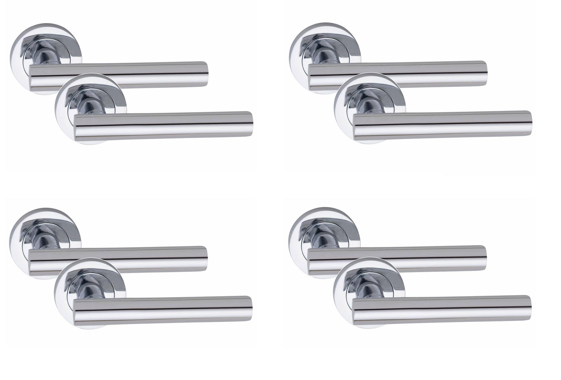 Golden Grace T-Bar Door Handle Pair - Polished Chrome - 4 Pack