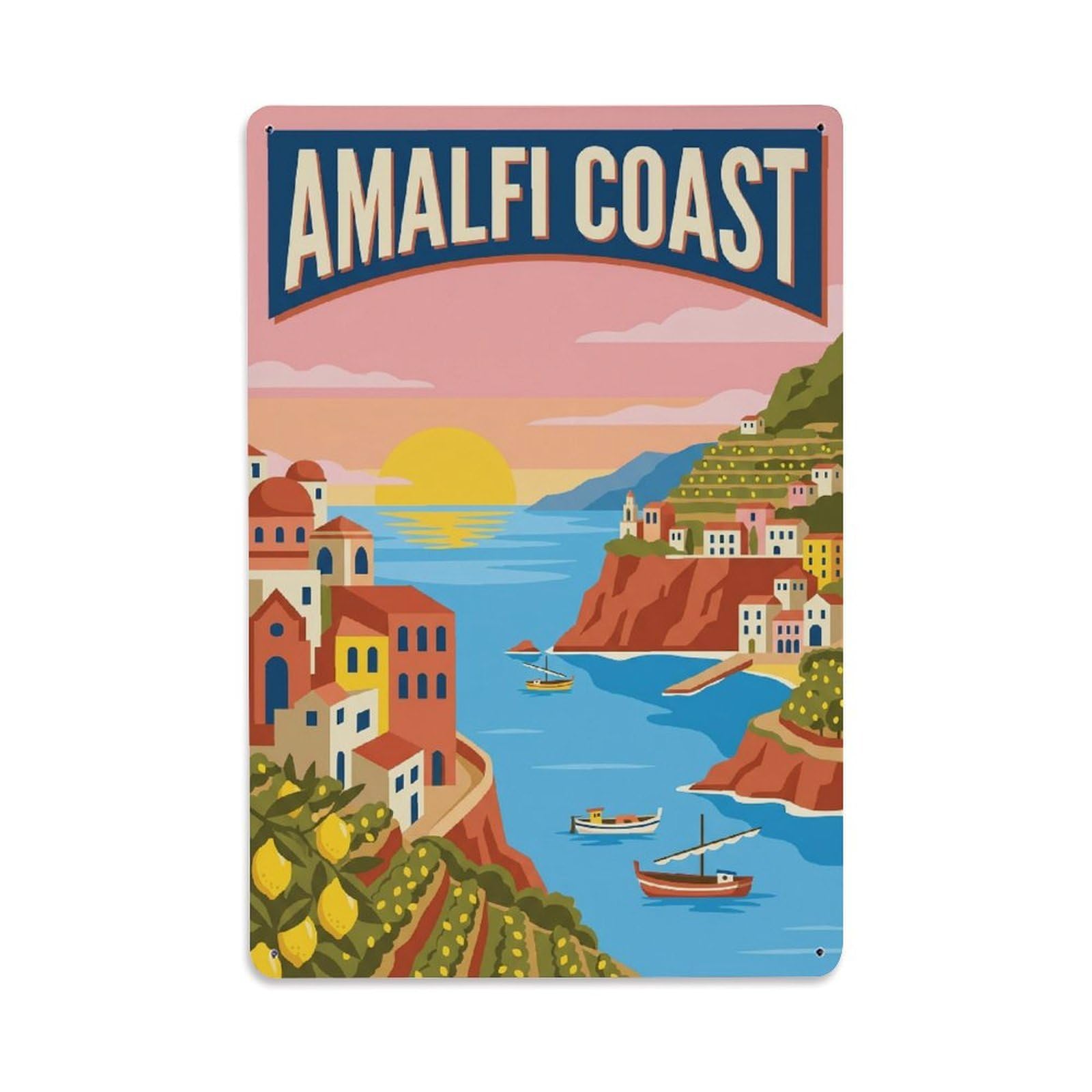 Vintage Travel Sunrise Italy Coastal 1 Metal Tin Sign
