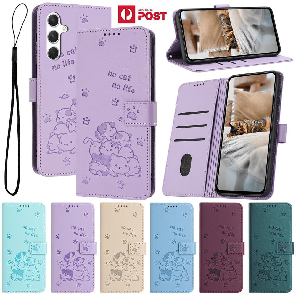 Generic Étui compatible avec Samsung Galaxy S7 (couleur : rouge) Étui à rabat en cuir avec motif mignon