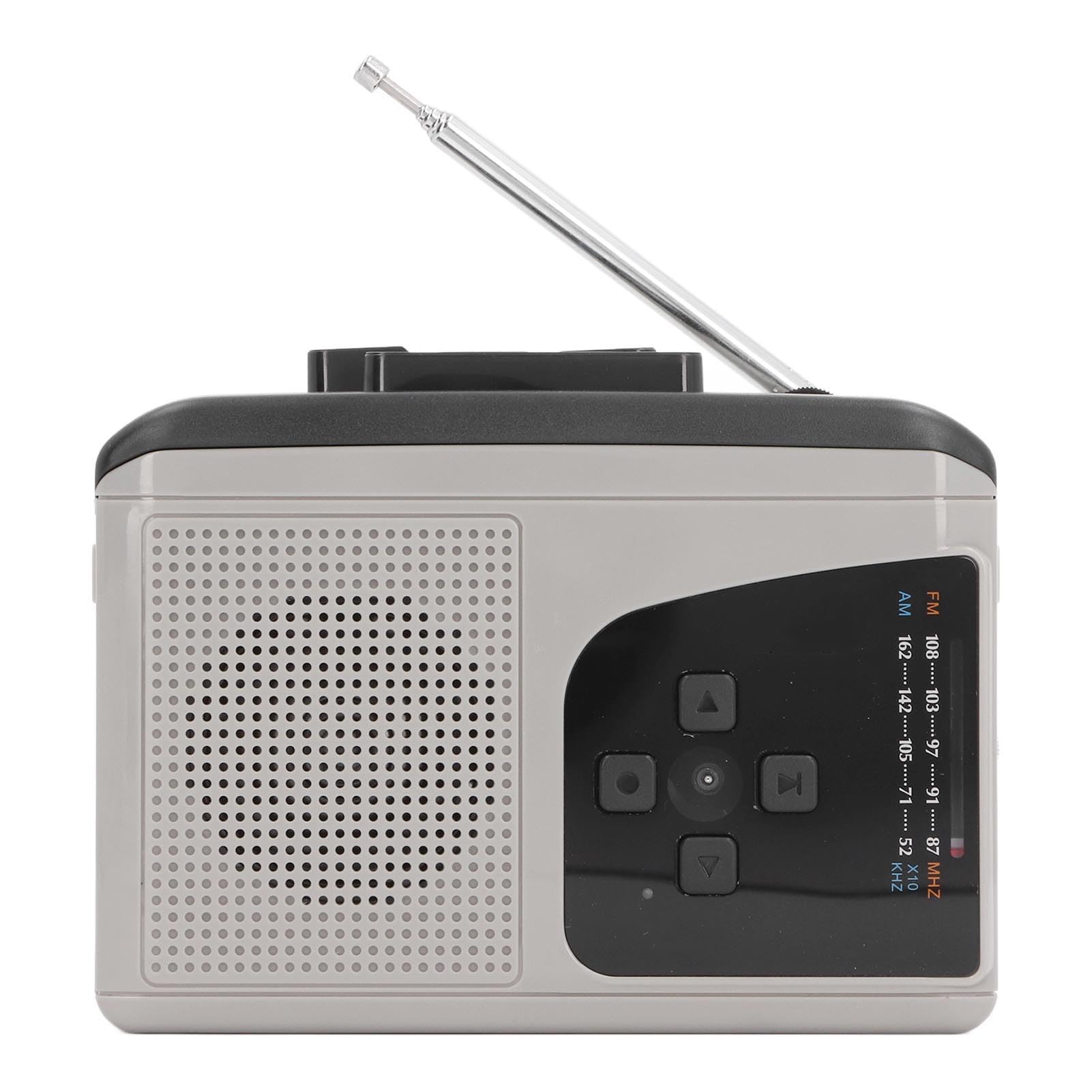 GOWENIC Portable Cassette Players Recorders, AM FM Radio Cassette Player, Compact Vintage Tape Player Built in Microphone Speaker, 2AA Battery or USB Power Supply