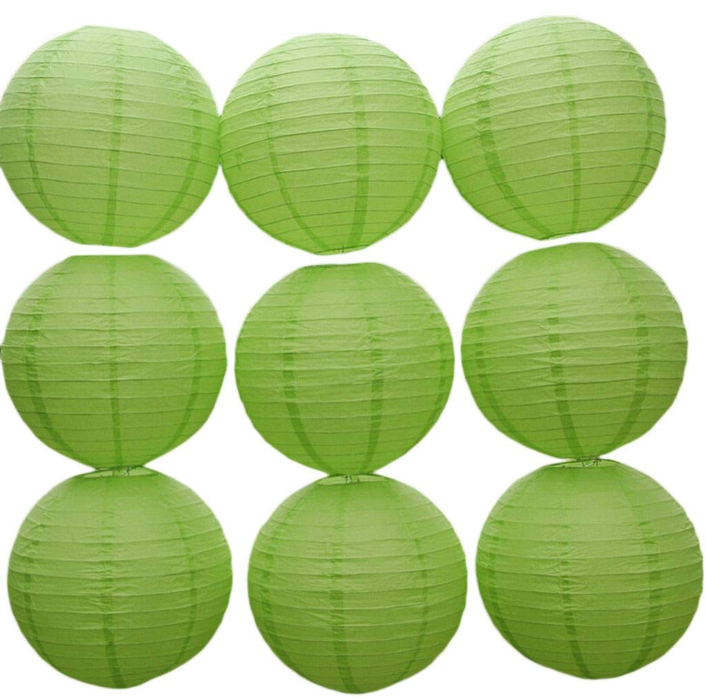 JK Home 9pcs of Set Paper Lantern Hanging Ball Lanterns for Home Decor Party Wedding Fruit Green 10cm/ 4"