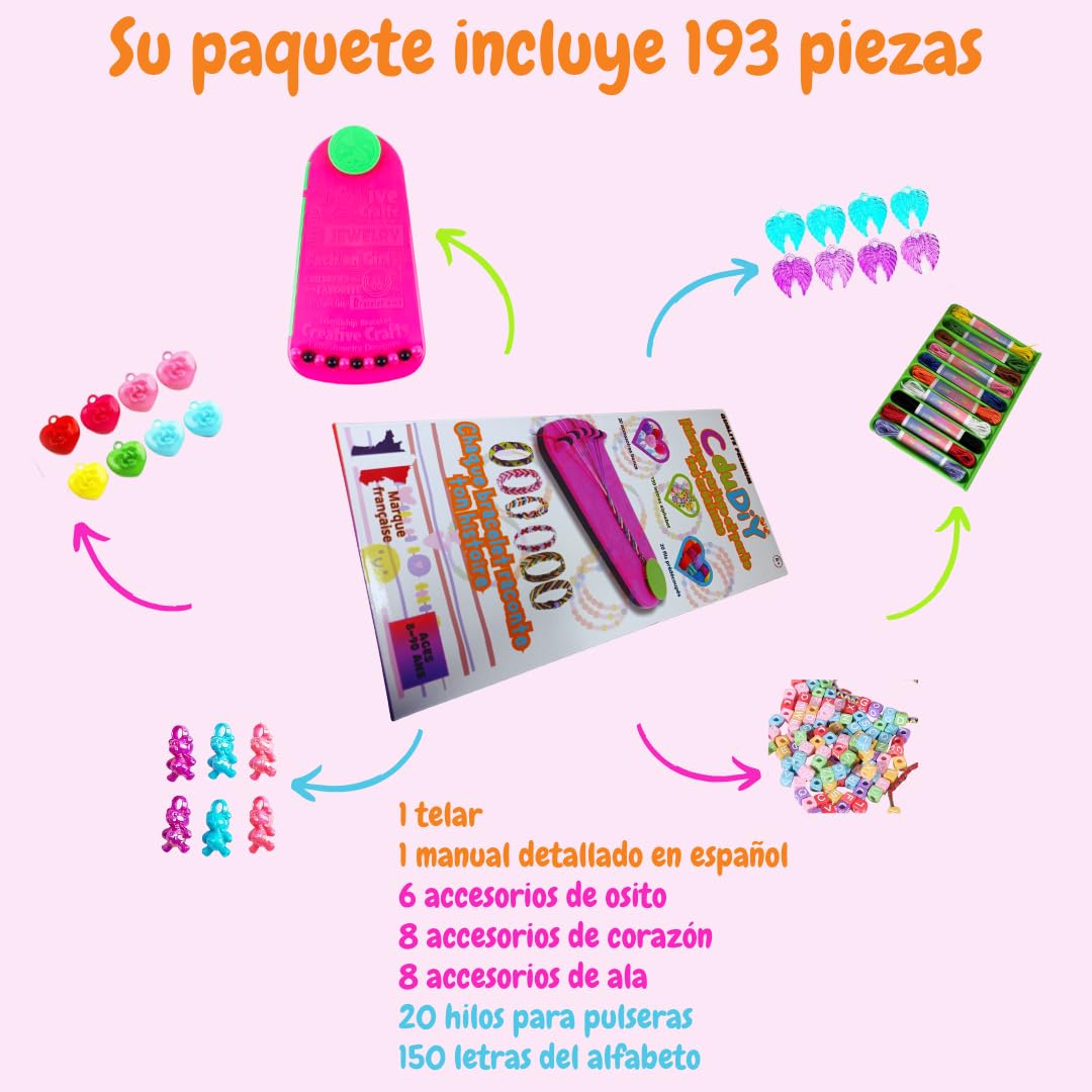 Kit para hacer pulseras para niñas de 8 a 16 años - Manualidades creativas con instrucciones en español, ideal como regalo para niña de 9, 10 o 12 años - Regalo para cumpleaños o comunión