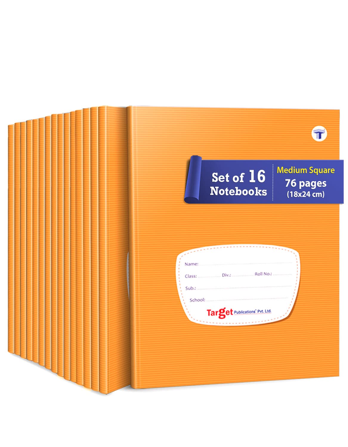 TARGET PUBLICATIONS Mathematik-Notizbücher für Kinder und Studenten, mittelgroß, quadratisch, 76 linierte Seiten, Mathematik-Übungsbücher für Kinder, ca. 18 cm x 24 cm, 16 Stück
