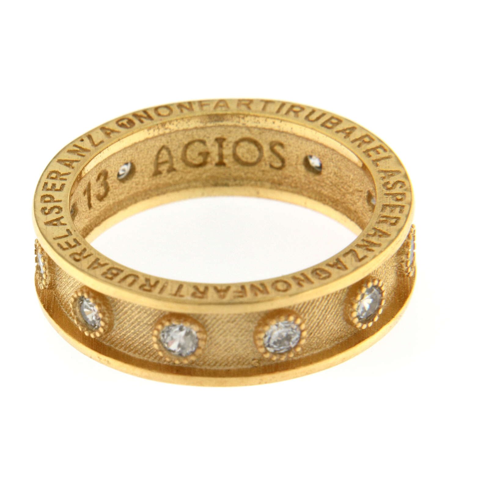 Holyart Anillo Agios rosario plata 925 oro zircones blancos, 17.5 mm (0.69 inc.) - EU/ES 15Peso: 3.84 g