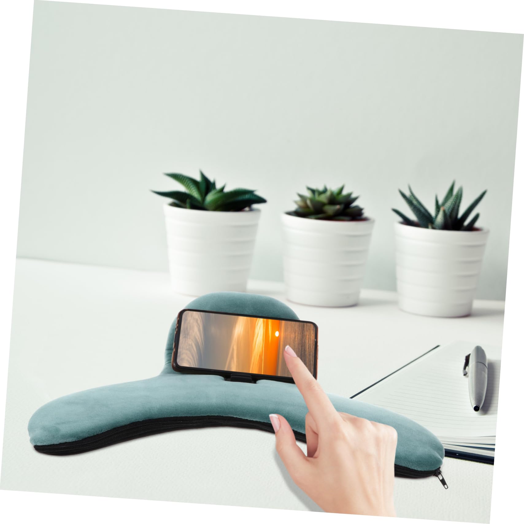 jojofuny 1pezzi Supporto Per Smartphone e Tablet Cuscino Ergonomico Per Polso Piuma Per Guardare Film Giocare e Leggere