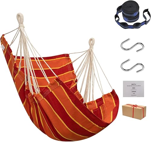 Hammock Chair Hanging Swing Chair for Bedroom-Hammock Swing with Pocket-Max330lbs-Indoor&Outdoor-No Cushions-No Spreader Bar