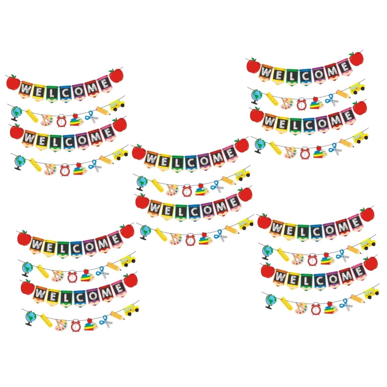 Cabilock 5 Juegos Banner De Flores Para Tirar Banner De Feliz Cumpleaños De Bienvenida A Casa Para Pastel Escolar De Graduación Globos Para El Primer Día De Clases 4 Uds * 5