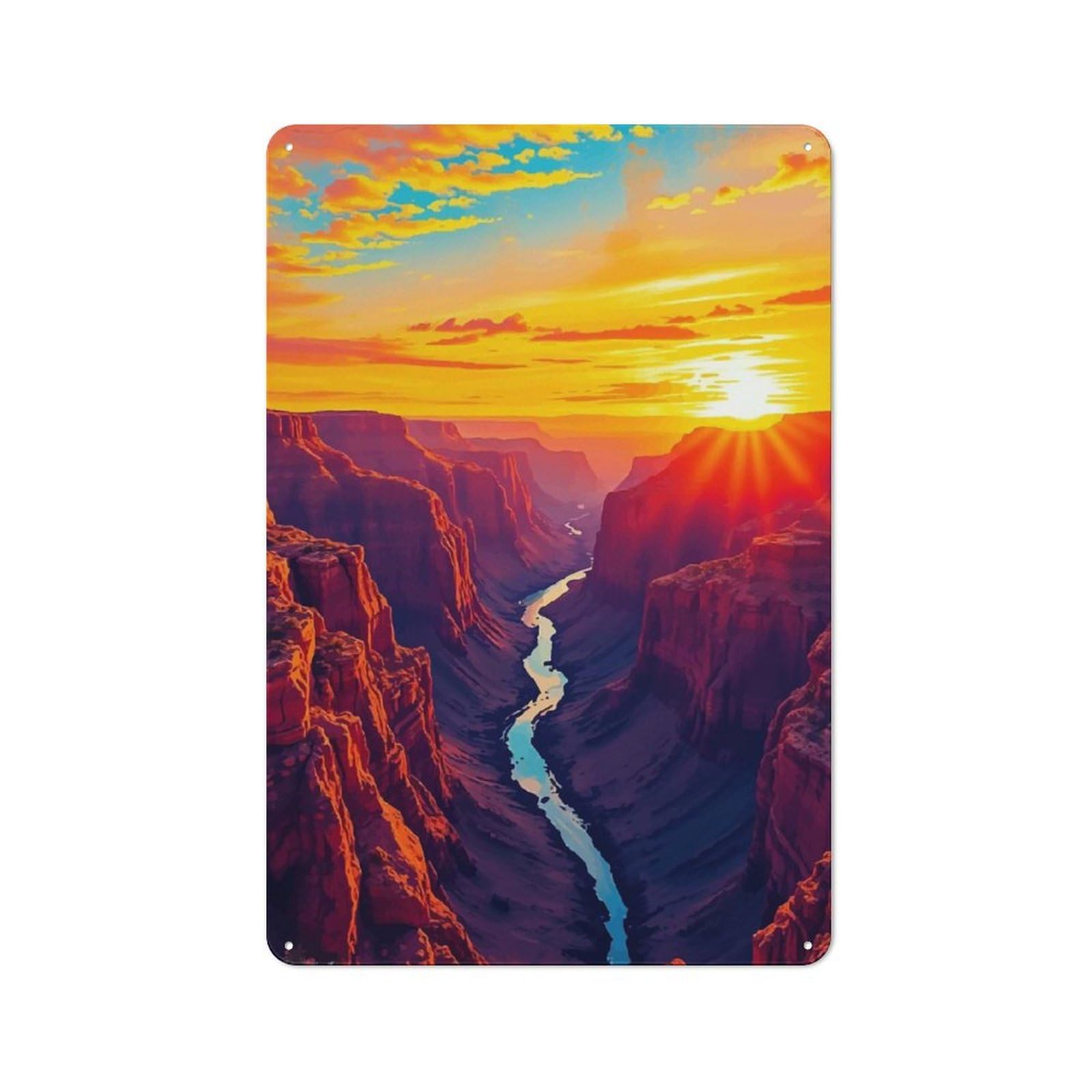 Metal Wall Sign 30x20cm Featuring Grand Canyon Sunset for Garage Or Workshop, for Garage, Workshop And Man Cave Decoration