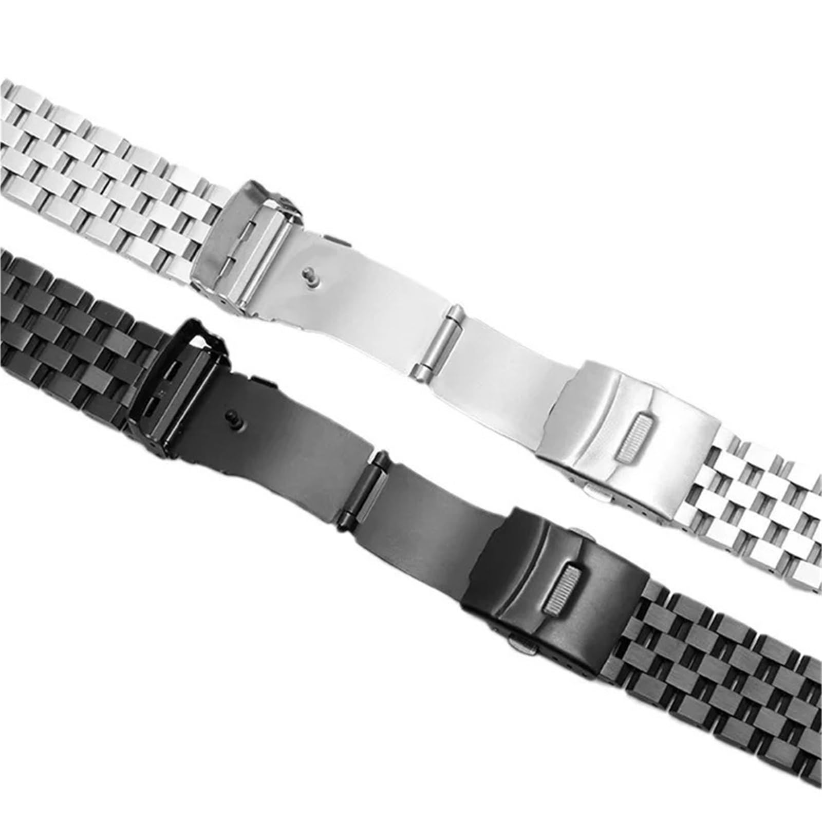 Correa de reloj de acero inoxidable, pulsera metálica fácil de ajustar, apta for hombres y mujeres.