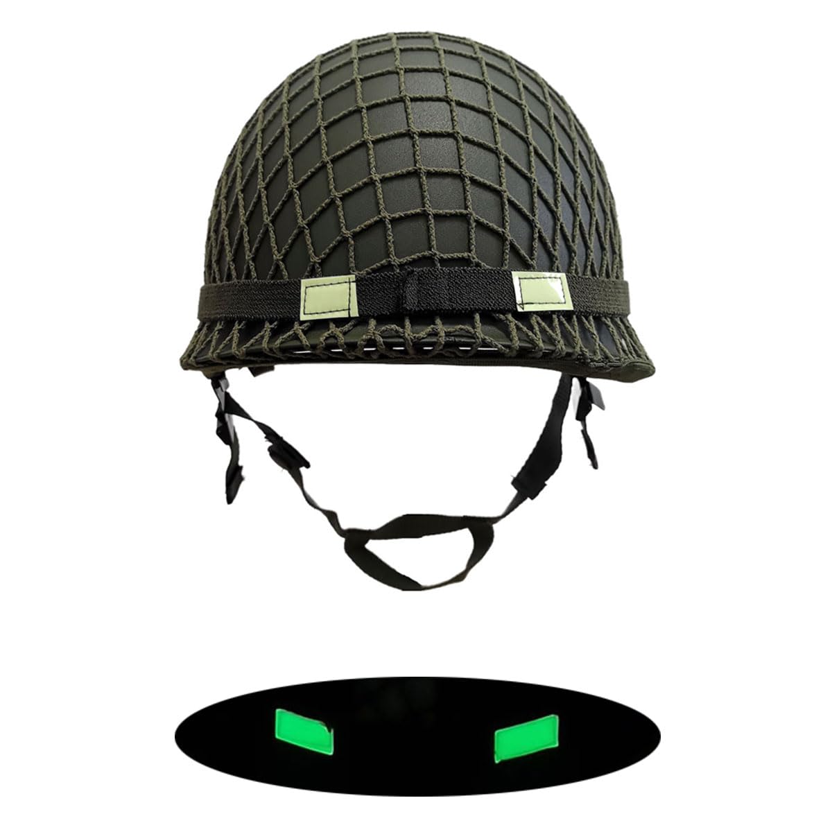 Réplica de casco de acero WW2 US Army M1 con cubierta de red y correa de barbilla