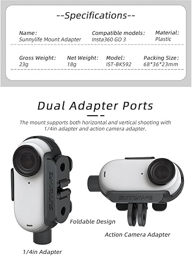 Miniatura 3 de Generic Coyktonty - Soporte de trípode plegable para cámara, compatible con Insta360 GO 3, color negro