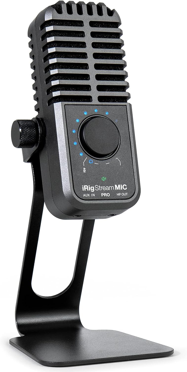 IK Multimedia iRig Stream Mic Pro, Condenser Microphone with Integrated Audio Interface for iPhone, iPad, Android, USB Computer, Mac, Windows PC, ideal for Podcast, Recording, Singing and Gaming