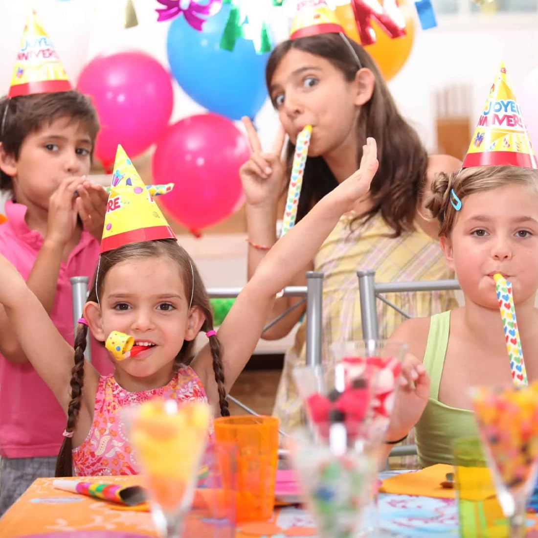 SGERUFZ 20 Sifflets Trompette pour Enfants, Sifflet Anniversaire Enfant, Sifflets Fête, Krachmacher, Pour Fête d'Anniversaire, Fête Enfants, Banquet, Graduation (Multicolore)